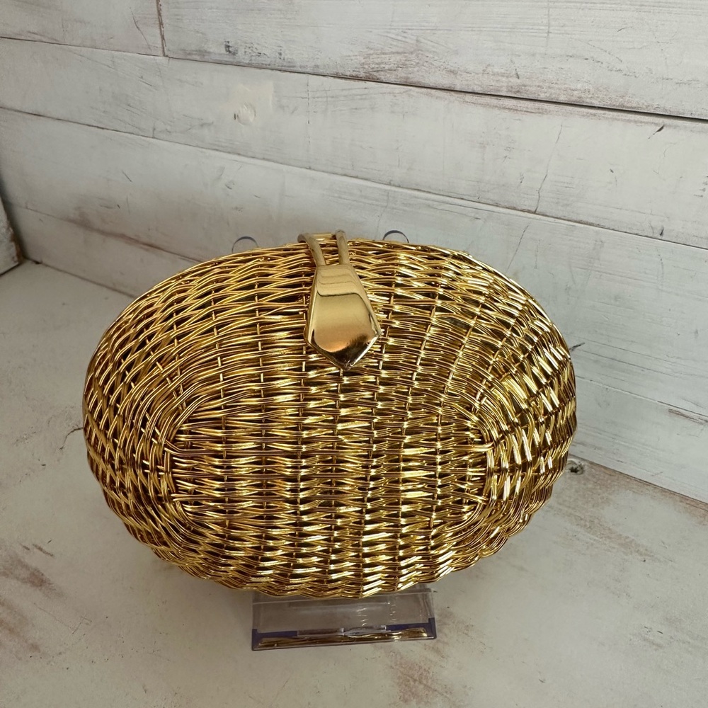RARE Vintage Rodo Woven Metallic Gold Clutch/Crossbody Bag - Picture 2 of 7